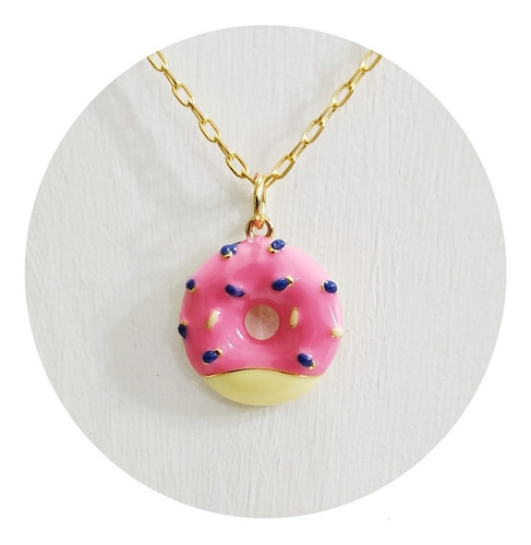 Collar Dona Rosquilla  Chapa De Oro 24k Kawaii Joyeria Fina