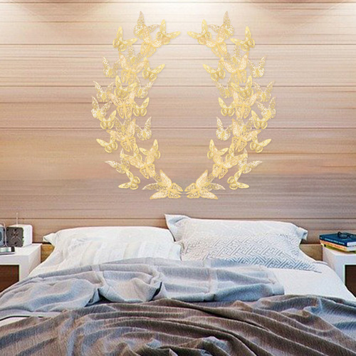 Imagen 3 de 10 de 36pcs / Set Mariposas 3d Pegatinas De Pared Diseño Hueco