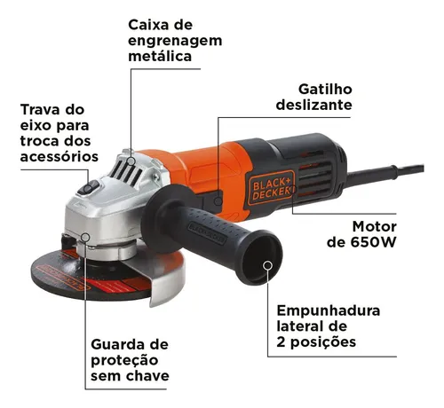 Pulidora Angular De 4-1/2 . 650w Black+decker G650-b3