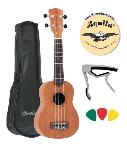 Ukulele Strinberg Soprano Uk06s Mogno C/ Capa + Capotraste