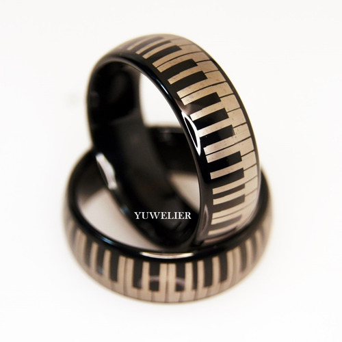 Par Anillos De Tungsteno Piano Keys Pareja Matrimonio