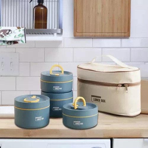 Set De 4 Recipientes Para Comida, Fiambrera Isotérmica