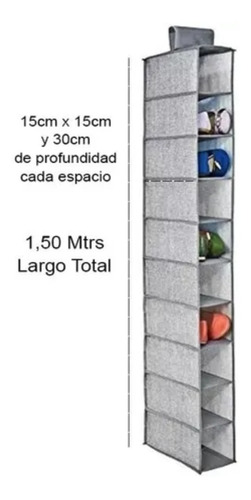 Imagen 3 de 3 de Organizador Zapatos Colgante 10 Divisiones Set X2 Beige