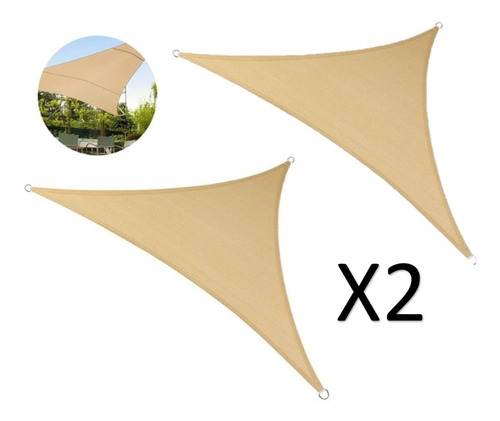 Imagen 1 de 6 de Pack X2 Toldo Vela Sombra Triangular Sombreadora Toldo 5x5x5