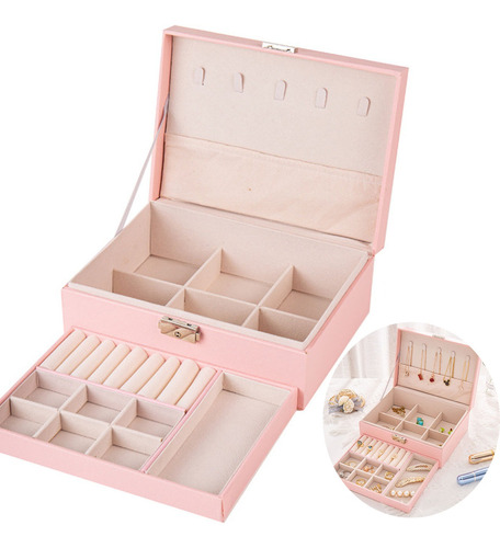 Organizador De Joyas,caja De Joyería De Cuero Con Cerradura