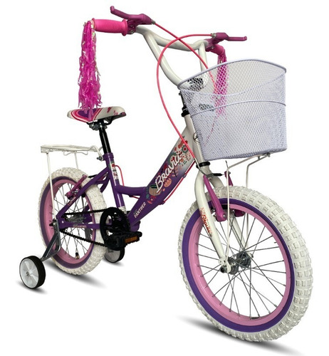 Bicicleta Infantil Bravia Niña Rodada 16 Ruedas Entrenadoras Color Lila