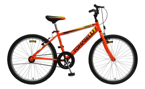 Mountain bike infantil Tomaselli Kids MTB R24 1v frenos v-brakes color naranja con pie de apoyo  