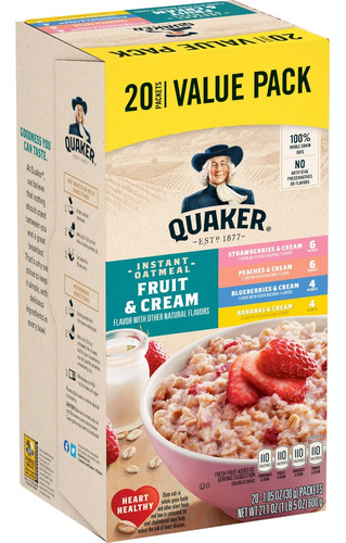 Quaker Avena Instantánea Fruit & Cream 20 Sobres Variables 