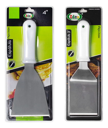Kit 2 Espatulas Inox Reta E Curva P/ Lanches Chapa Cozinha