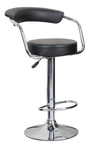 Taburete Alto Gas Cromado Con Respaldo Cuerina Bar Cocina
