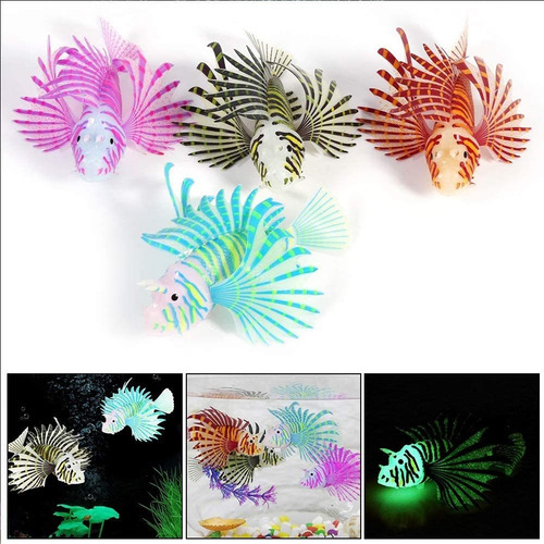 Hepdd Artificial Brillante Pez León Luminoso Falso Peces Acu