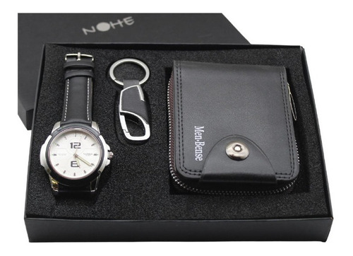 Reloj Hombre, Cartera, Llavero Estuche Set De Regalo