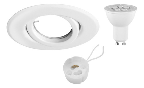 Spot Acero Embutir Blanco Redondo Móvil 12cm Lámpara Dicro Led 7w Luz Cálida Amarilla Zocalo Gu10