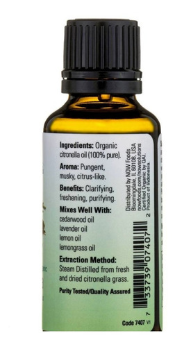 Aceite Esencial Citronela Organico 100% Puro 30ml Citronella