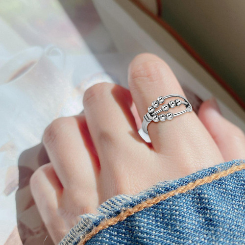 Anillos De Plata Antiansiedad Para Mujer Hombres Banda Unise