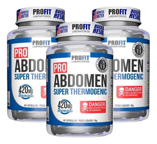 Kit 3x Pro Abdomen 420mg - 60caps - Profit Sabor Sem Sabor