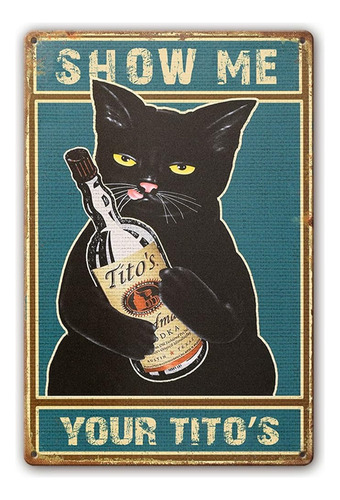 Póster De Gato Negro Muéstrame Tus Tetas Letreros De Hojalat