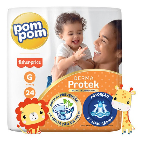 Imagem 2 de 7 de Fralda Pom Pom Derma Protek Jumbo G 24un