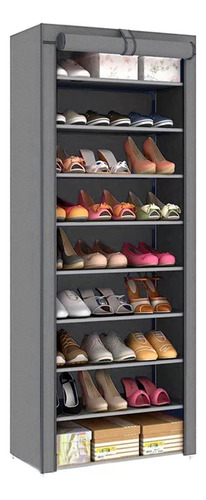 Mueble Zapatera Armario Organizador Repisa Armable Multiusos Color Gris Oscuro