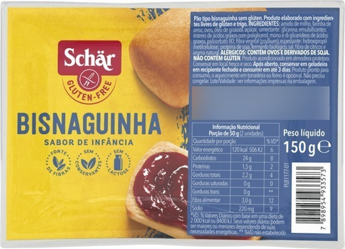 2 Unidades Pão Tipo Bisnaguinha Sem Glúten 150g Schar