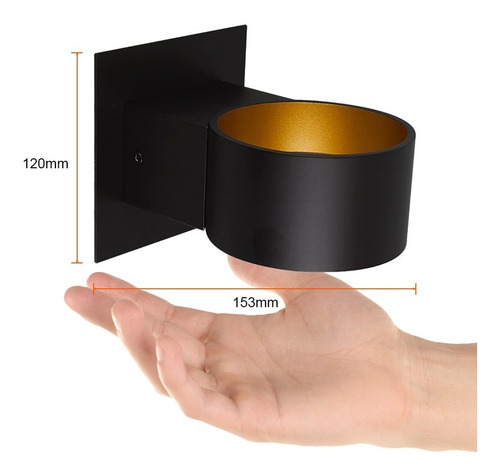 Lampara Sobreponer Muro Negro 5.5w Luz Suave Cálida Tlled-4 Tecnolite TLLED-407/30/N