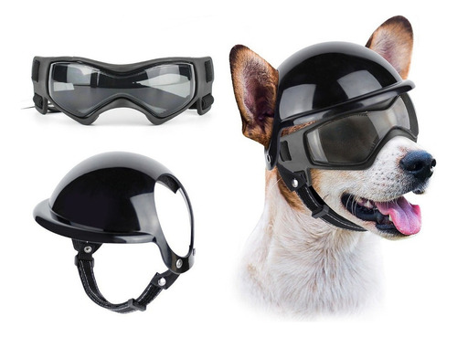Casco De Moto Con Gafas Para Perros Pequeños Y Medianos