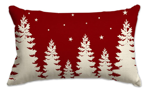 Funda Almohada Navidad 12 X 20  Diseño Copo Nieve Arbol Para