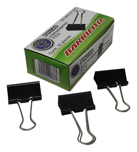 48clips Sujetadocumento Tipo Pinza 32mm Sujeta 80h Barrilito Color Negro