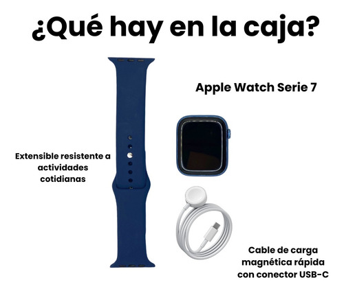 Apple Watch Series 7 Gps - Reacondicionado Grado A+ Correa Deportiva Azul - Caja De Aluminio Azul De 45mm (Reacondicionado)