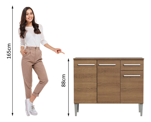 Mueble De Cocina Madesa Emilly 1.05m Con Bacha Marrón