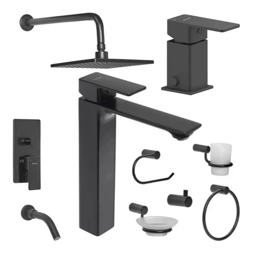 Griferia Peirano Soria Black Lav Alto Ducha Bidet Accesorios