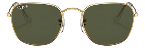 Óculos de sol polarizados Ray-Ban Round Frank tamanho Small armação polished shiny gold y lente green