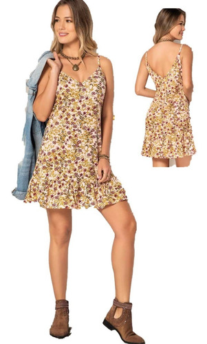 Hermoso Vestido Juvenil Floral Flores Corto Dama Mujer