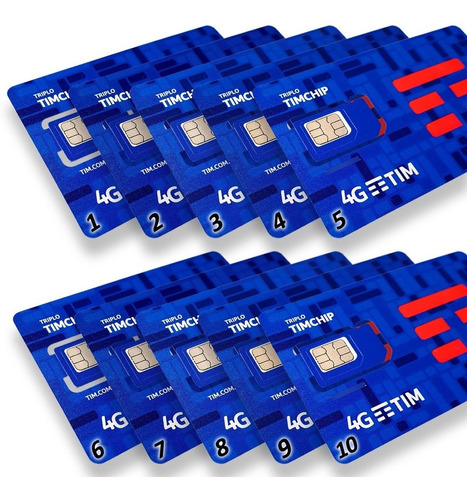 Chip Tim 4g Ddd Automático 3 Em 1 Triplo Chip (10 Unidades)