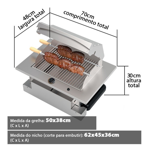 Imagem 5 de 6 de Churrasqueira Cook Top Apartamento Embutir Gás Glp Inox Top