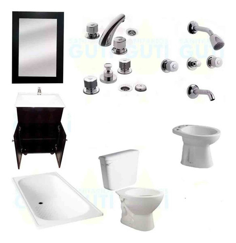 Juego Baño W Ferrum Griferia Fv Arizona Bañera Maral Vidrio
