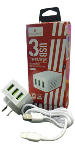 Cargador D Pared Con 3 Puertos Usb 3.4a/17w Lighthing iPhone