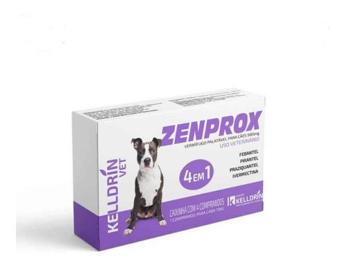 Vermífugo Zenprox Cães Médio Porte 900 Mg 4 Cartuchos 4 Em 1