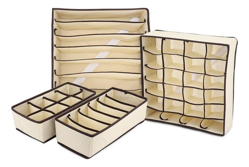 Set De 4 Organizadores De Placard Beige Medias Ropa Interior