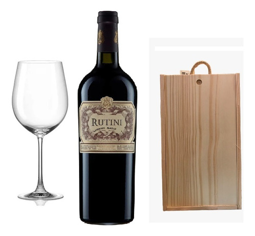 Estuche Madera Rutini Cabernet Malbec + 1 Copa -ayrescuyanos