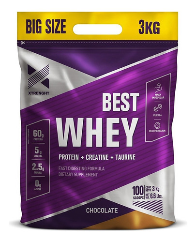 Xtrenght Best Whey Protein 3kg Big Size 100 Servicios
