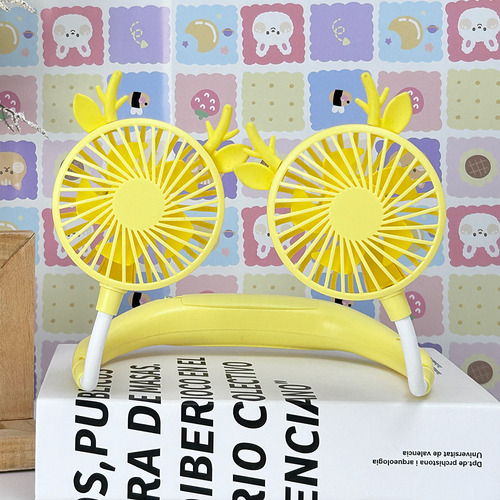 Mini Ventilador De Cuello Portátil CM-TOP FS318 Silencioso Usb Recargable Cantidad De Aspas 5 Estructura Amarillo
