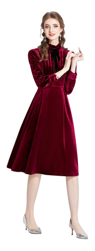 Vestido De Fiesta De Terciopelo Elegante Vintage Para Mujer