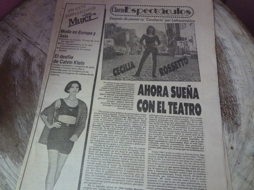 Clarin Espectaculos 1989 Cecilia Rossetto Maximiliano Guerra