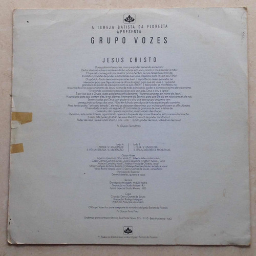 Lp Grupo Vozes / 1989 / A Igreja Batista Da Floresta Apresen (Usado)