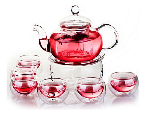 Tf W Juego De Tetera De Vidrio Transparente Resistente Al