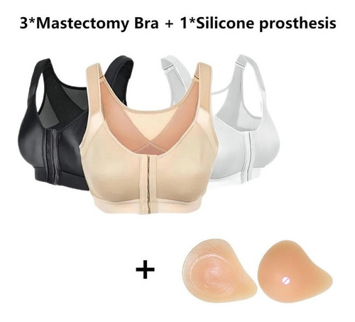 3 Post Operatorio Mastectomía Bra+1 Prótesis Silicona V