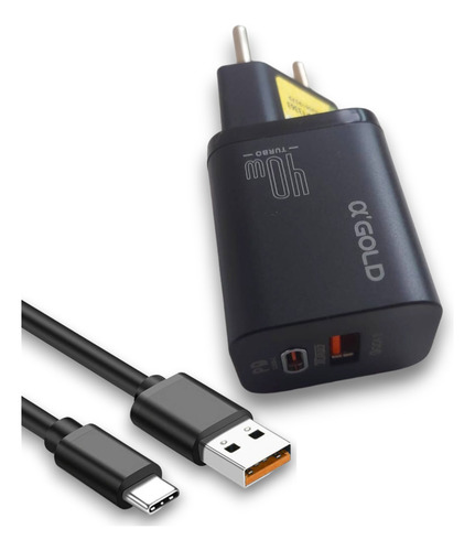 Carregador Turbo 40w Duo 9.1a Carregamento Duplo Tipo C/usb