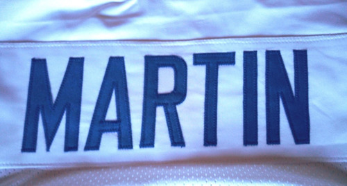 Jersey Patriotas De Nueva Inglaterra Autógrafo Curtis Martin