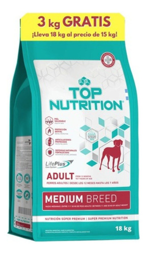 Alimento Top Nutrition Super Premium para perro adulto de raza mediana sabor mix en bolsa de 18 kg